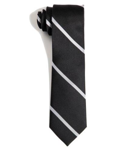 Black White League Silk Tie Black AN IVY