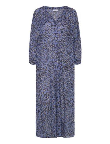 Dress With Placket In Leo Print Blue Coster Copenhagen