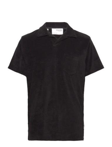 Slhrelax-Terry Ss Resort Polo Ex Black Selected Homme