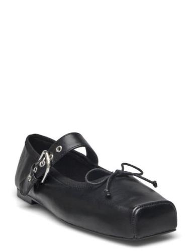 Square-Toe Ballet Flats With Buckle Black Mango