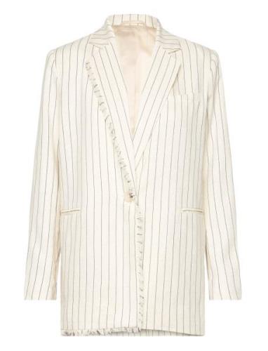 Ariana Tailored Fringe Blazer Cream Malina