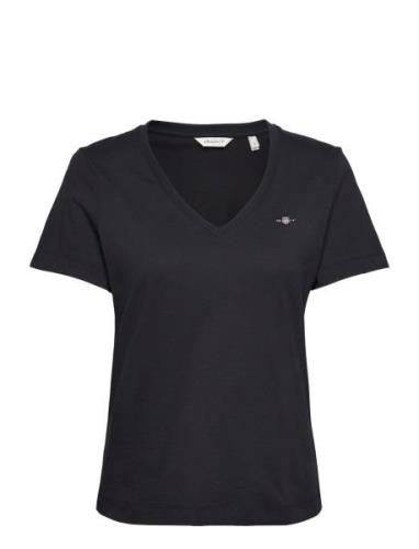 Reg Shield Ss V-Neck T-Shirt Black GANT