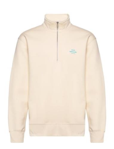 Standard Half Zip Logo Sweat Cream Mads Nørgaard