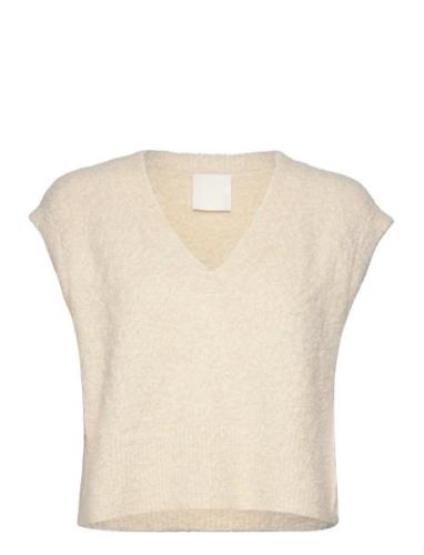 Vera Alpaca Knitted Boxy Top Cream Malina