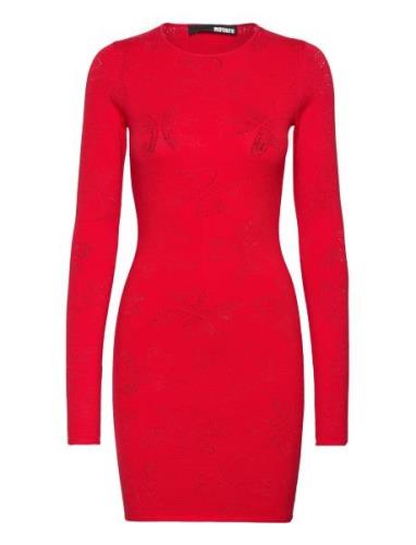 Pointelle Knit Mini Dress Red ROTATE Birger Christensen