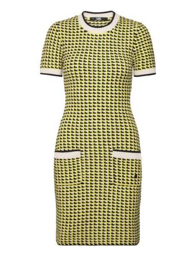 Boucle Knit Dress Yellow Karl Lagerfeld