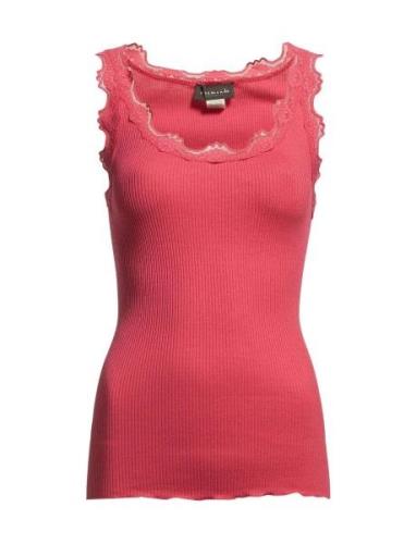 Rwbabette Sl U-Neck Long Lace Top Pink Rosemunde