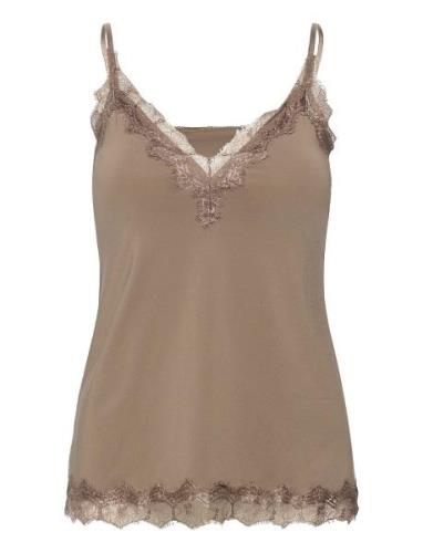 Rwbillie Lace Strap Top Beige Rosemunde