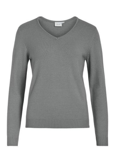 Viril V-Neck L/S Knit Top - Noos Grey Vila