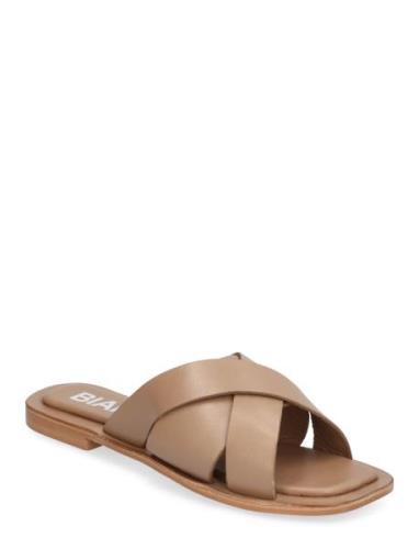 Biajudy Slide Smooth Leather Beige Bianco