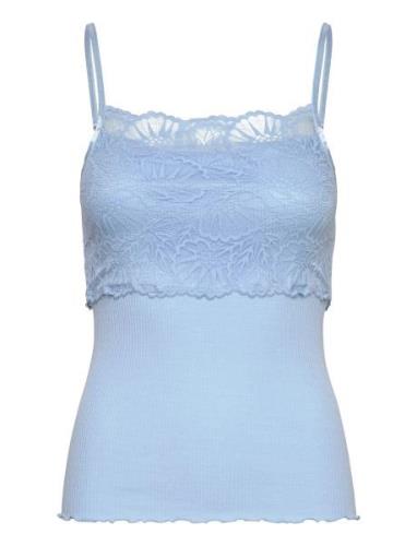 Silk Strap Top W/ Lace Blue Rosemunde