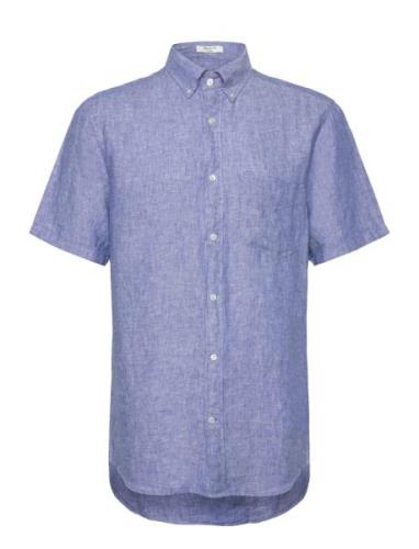 Reg Linen Ss Shirt Blue GANT