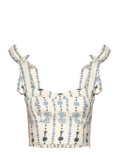 Evelyn Tie Strap Bustier Top Blue Malina