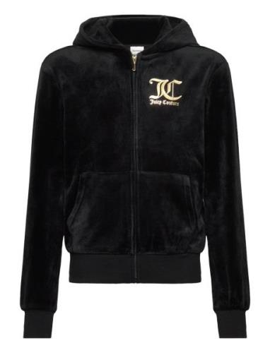 Juicy Velour Zip Through Hoodie Black Juicy Couture