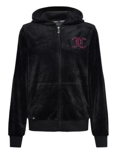 Luxe Diamante Zip Thru Hoodie Black Juicy Couture