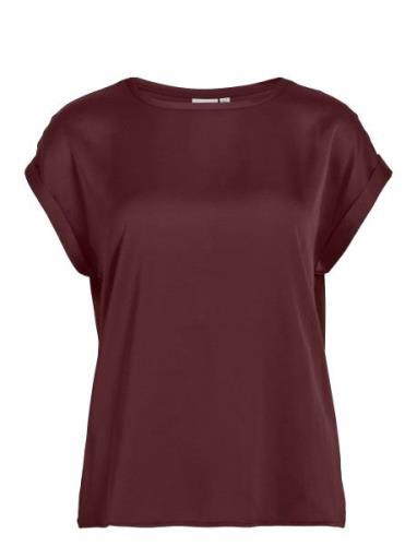 Viellette S/S Satin Top - Noos Burgundy Vila