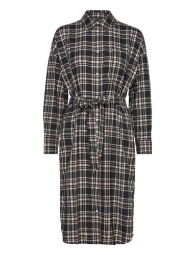 Tjw Check Below Knee Shirt Dress Black Tommy Jeans