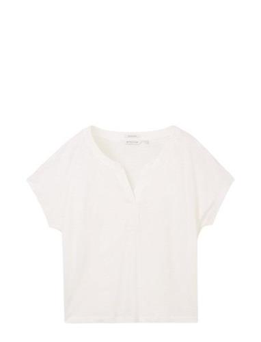 T-Shirt With Pleats White Tom Tailor