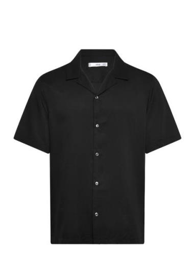 Regular-Fit Shirt With Bowling Neck Black Mango