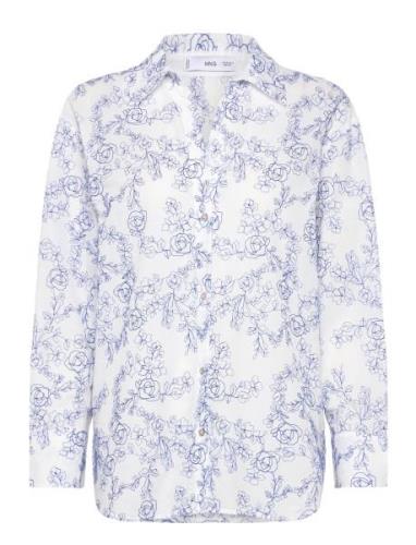 Floral-Embroidered Shirt Blue Mango