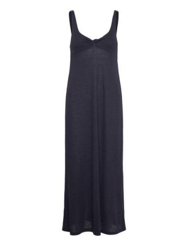 Linen Dress With Knot Detail Navy Mango