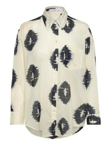 Semi-Transparent Printed Shirt Cream Mango