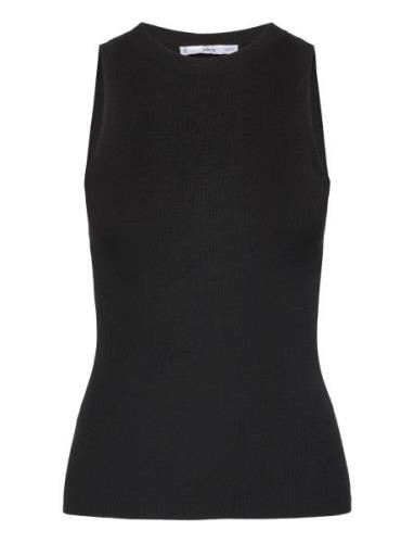 Ribbed Knit Top Black Mango