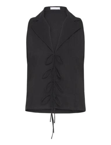 Sleeveless Blouse With Bows Black Mango