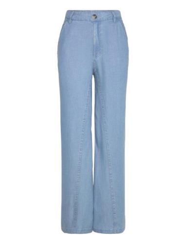 Wideleg Lyocell Trousers Blue Mango