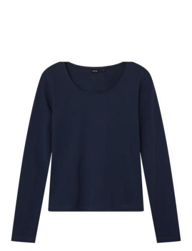 Nlfnove Ls Deep O-Neck Short Top Navy LMTD