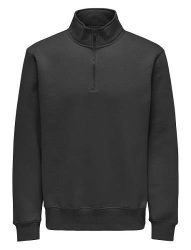 Onsconnor Reg 1/4 Zip Sweat Black ONLY & SONS