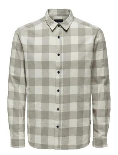 Onsgudmund Ls Checked Shirt Noos Beige ONLY & SONS