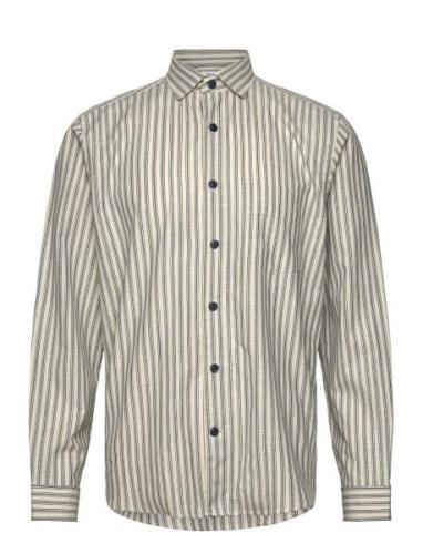 Striped Cotton Shirt L/S Beige Lindbergh