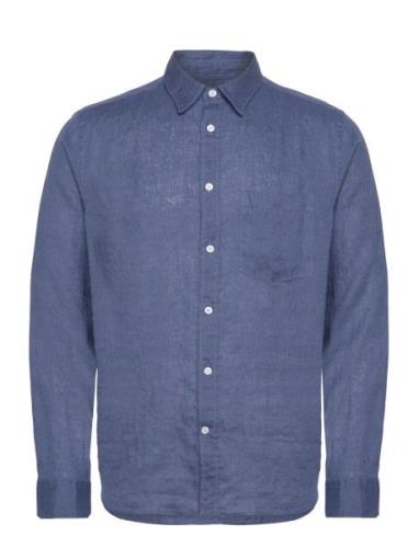 Reg Ls Clean Linen Shirt Blue J. Lindeberg