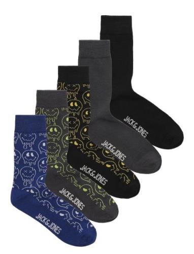 Jacmelted Smile Socks 5 Pack Grey Jack & J S