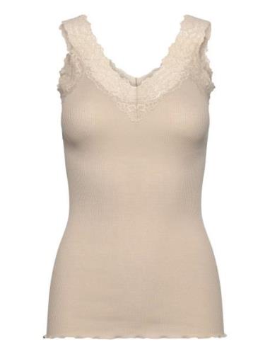 Organic Top W/ Lace Beige Rosemunde