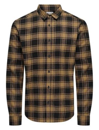 Onsgudmund Ls Checked Shirt Noos Brown ONLY & SONS