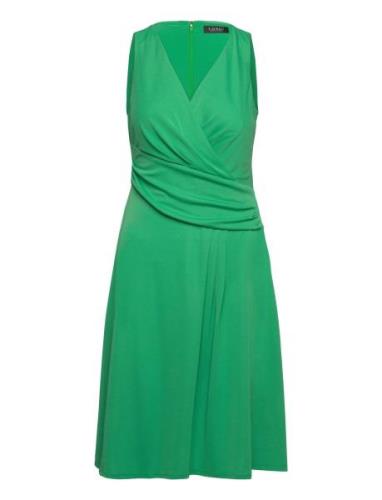 Surplice Jersey Sleeveless Dress Green Lauren Ralph Lauren