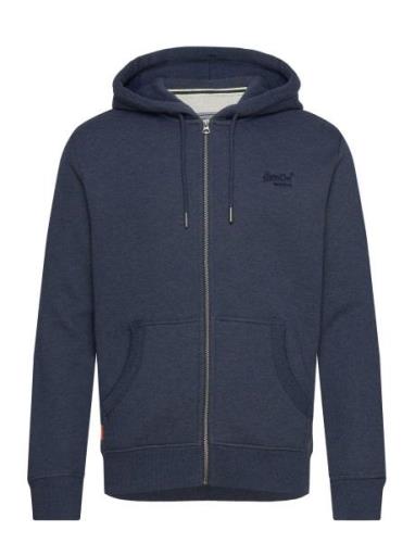 Essential Logo Zip Hoodie Blue Superdry