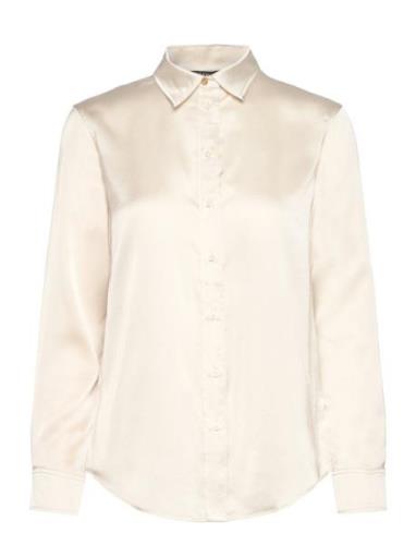 Classic Fit Satin Charmeuse Shirt Cream Lauren Ralph Lauren