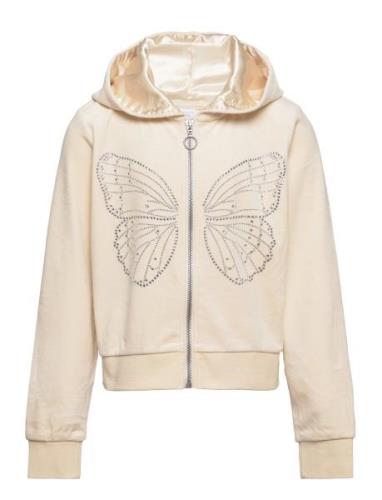 Velour Hoodie With Rhinest S Cream Lindex