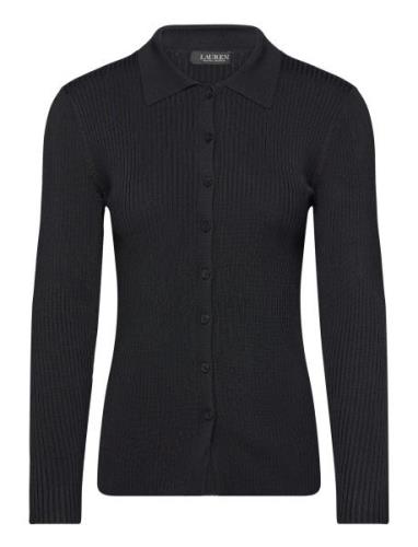 Rib-Knit Long-Sleeve Polo Cardigan Black Lauren Ralph Lauren