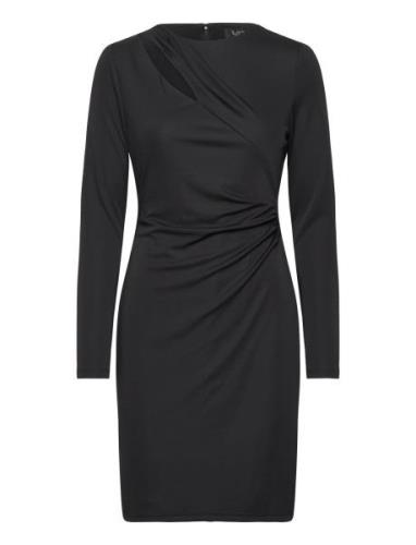 Pleated Stretch Jersey Cocktail Dress Black Lauren Ralph Lauren