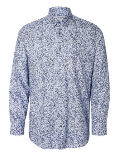 Slhslimsoho-Ethan Aop Shirt Ls Blue Selected Homme