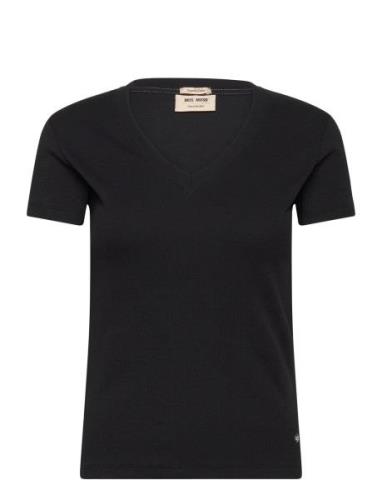 Mmnicole V-Ss Rib Tee Black MOS MOSH