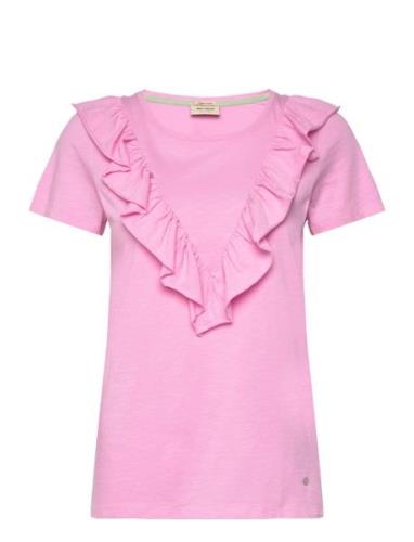 Mmlobo O-Ss Flounce Tee Pink MOS MOSH