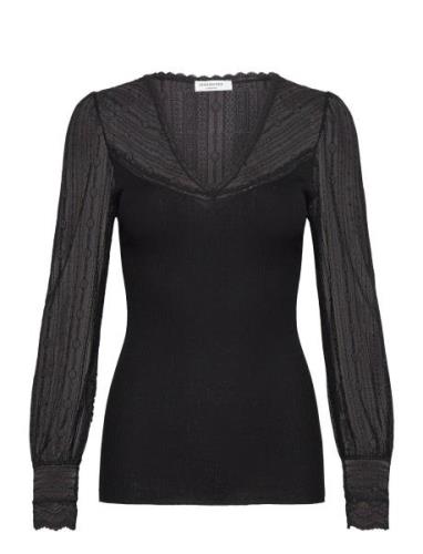 Silk T-Shirt W/ Lace Black Rosemunde