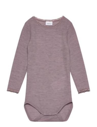 Nmfwang Wool Needle Ls Body Solid Purple Name It