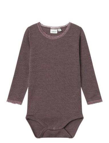 Nmfwang Wool Needle Ls Body Solid Brown Name It