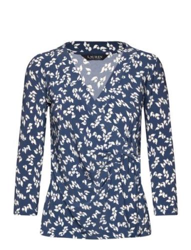 Floral Stretch Jersey Top Blue Lauren Ralph Lauren